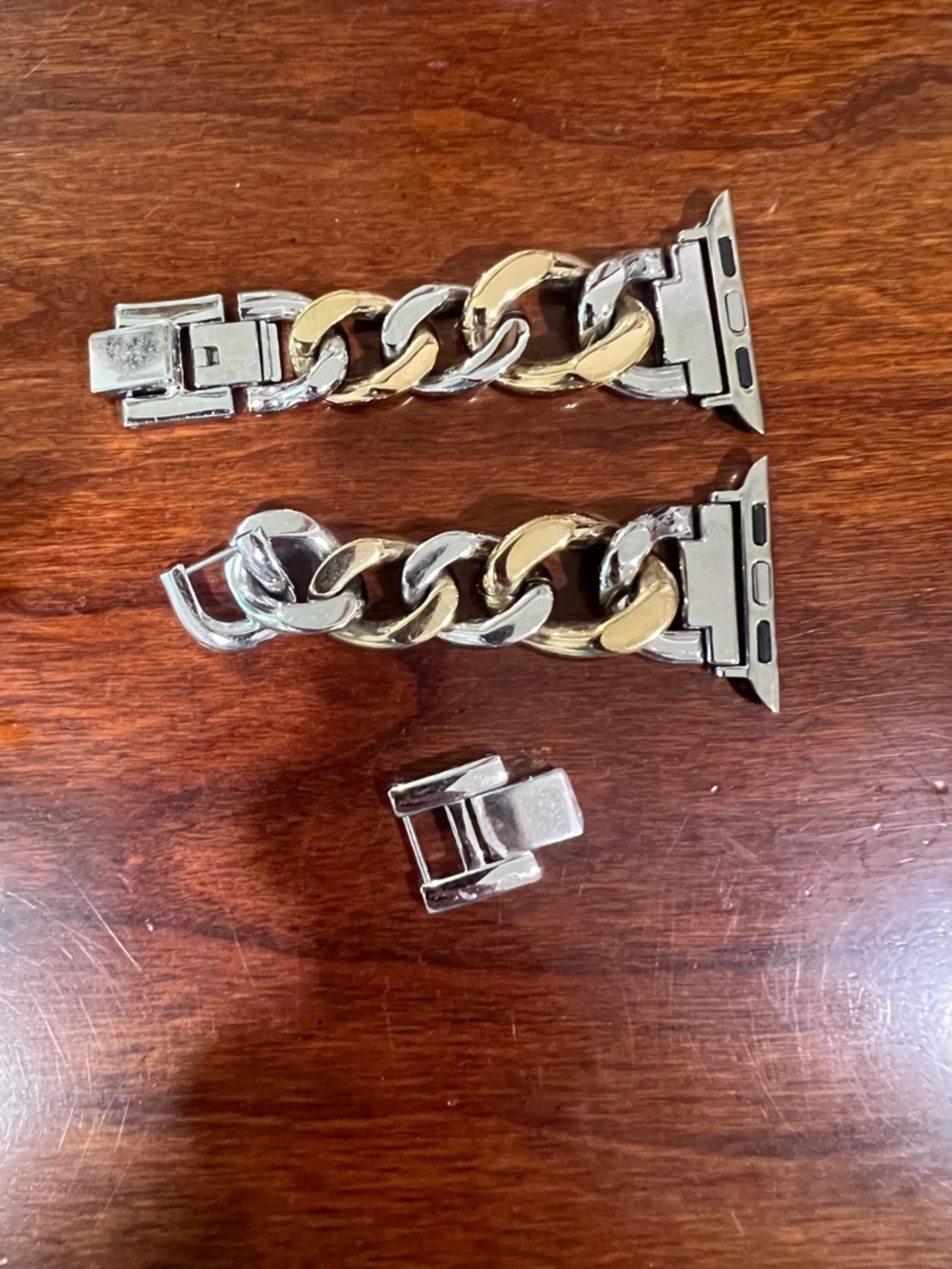 Ann Klein Two-Tone Silver and Gold Chain Link Apple Watch Band Adapter